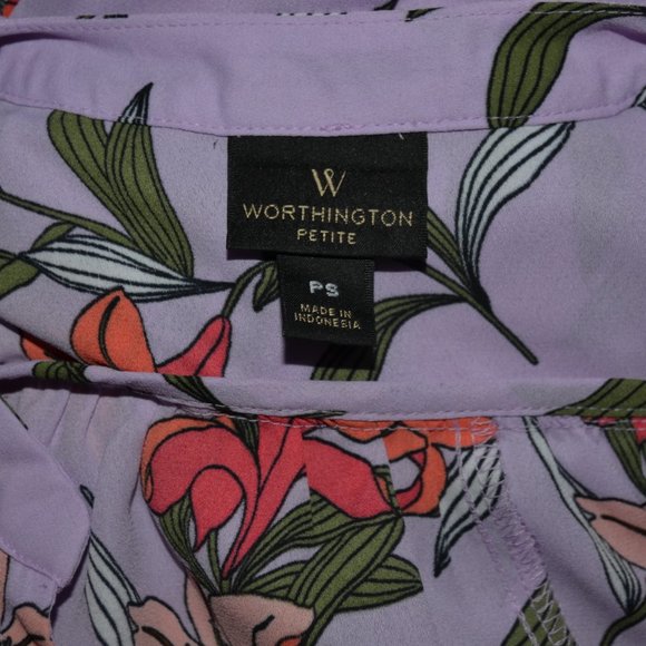 Worthington JC Penney Petite Purple Floral Blouse - Picture 8 of 8